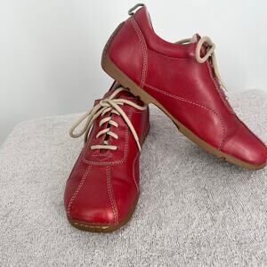 BIRKENSTOCK Footprints Red Leather Casual Shoes EU 37 US 6-6.5 Quiet Luxury
